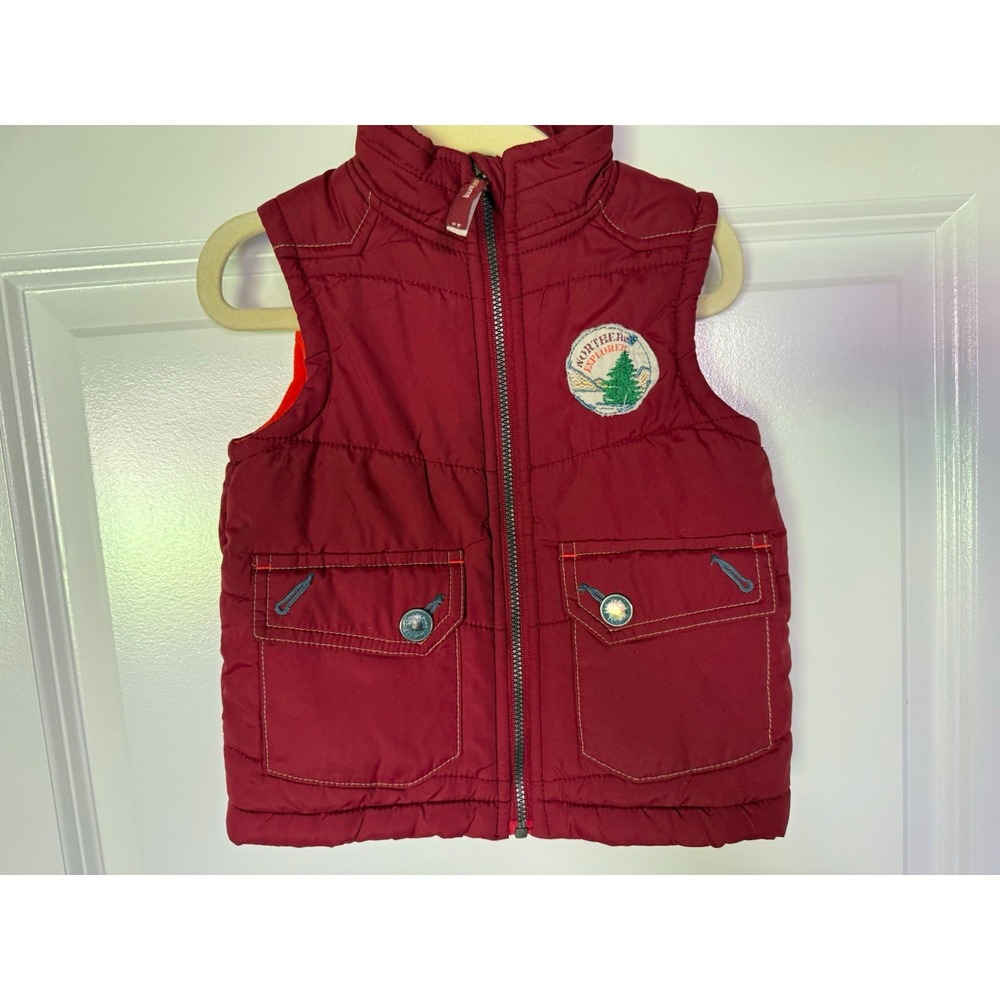 Genuine Kids from OshKosh Red Puffer Vest 18M Full Zip Pockets Outdoor